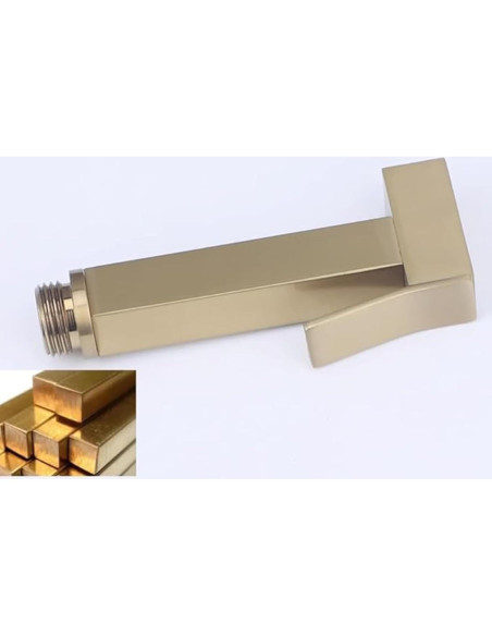 Rociador de Bidet de Mano HOMCBEC Dorado Cepillado con Soporte y Manguera