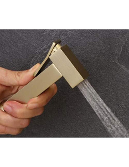 Rociador de Bidet de Mano HOMCBEC Dorado Cepillado con Soporte y Manguera