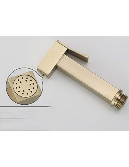 Rociador de Bidet de Mano HOMCBEC Dorado Cepillado con Soporte y Manguera