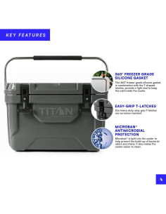 Hielera Titan 20Q Gris con Aislamiento Deep Freeze y Microban 2