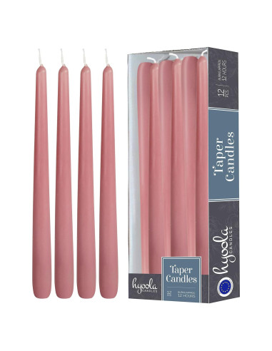Hyoola Velas Taper Altas 35.56 cm Rosa Pink - 12 Unidades Sin Goteo
