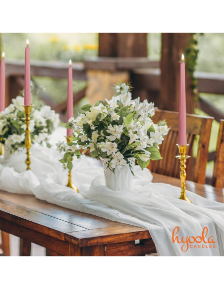 Hyoola Velas Taper Altas 35.56 cm Rosa Pink - 12 Unidades Sin Goteo