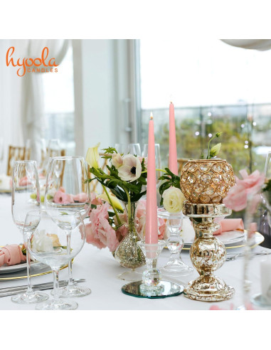 Hyoola Velas Taper Altas 35.56 cm Rosa Pink - 12 Unidades Sin Goteo