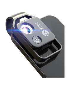 Microscopio de bolsillo MIAO LAB 200X con luz LED y lente CPL
