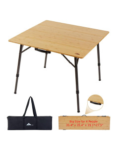 Mesa de Camping Plegable Ablazer de Bambú Ajustable 1-4 Personas