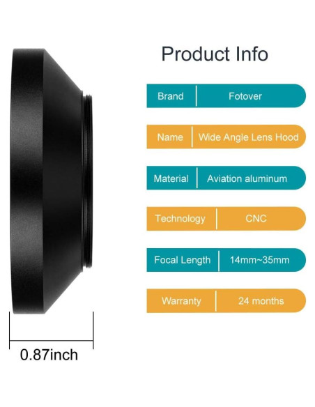 Capucha de lente gran angular 46 mm + tapa pinza 62 mm X-SweetDream