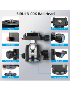 Cabezal de bola SIRUI B-00K para trípode, 10kg, panorámico 360 2