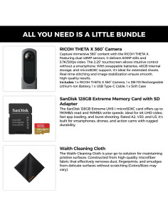 Cámara RICOH Theta X 360 48MP Video 5.7K + Tarjeta 128GB 2