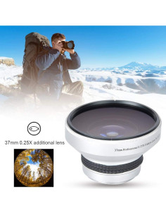 Lente Ojo de Pez 0.25X Dpofirs 37mm para Teléfono y Cámara 2