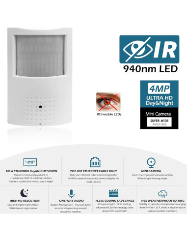Cámara de Seguridad IP PoE MWRCTV 4MP 3.7mm Infrarrojo
