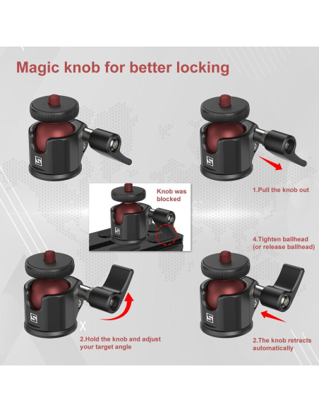 Cabezal de bola mini SIOTI 18mm para cámara y micrófono