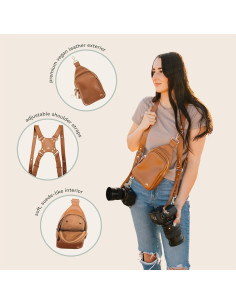 Arnés Doble para Cámara Ruby+Rae con Bolsa Cruzada Gris 2