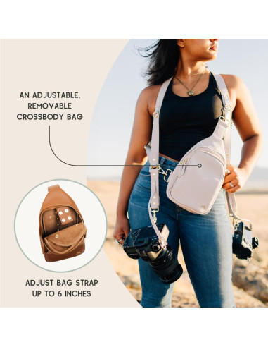 Arnés Doble para Cámara Ruby+Rae con Bolsa Cruzada Gris