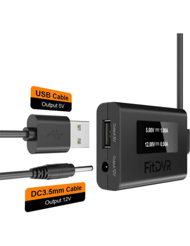 Adaptador de corriente FitDVR para cámara de tablero 5V 12V