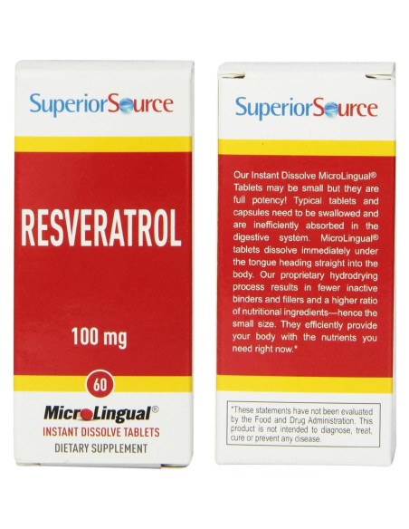 Suplemento dietético Resveratrol 100 mg Superior Source - 60 tabletas MicroLingual