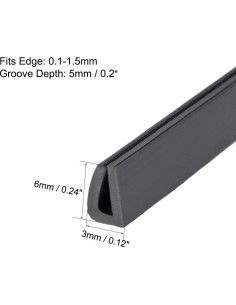 Protector de Bisel U de Silicona Negra uxcell 1M x 3mm x 6mm 2