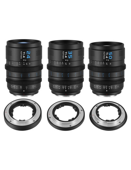 Juego de 3 Lentes de Cine SIRUI VP-1 T1.4 Full Frame 24mm 35mm 50mm