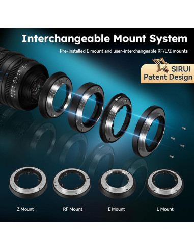 Juego de 3 Lentes de Cine SIRUI VP-1 T1.4 Full Frame 24mm 35mm 50mm