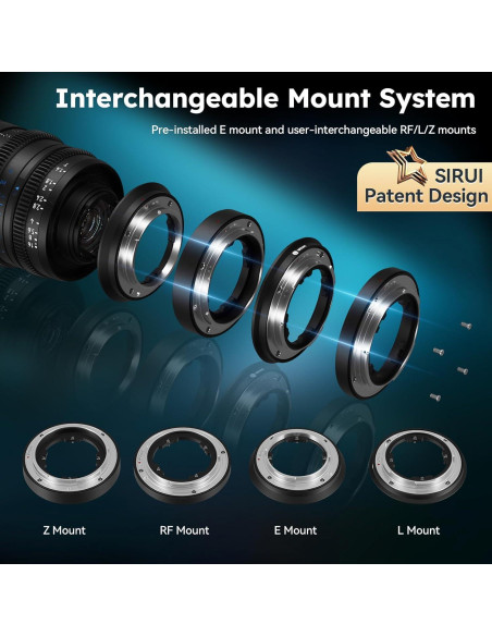 Juego de 3 Lentes de Cine SIRUI VP-1 T1.4 Full Frame 24mm 35mm 50mm