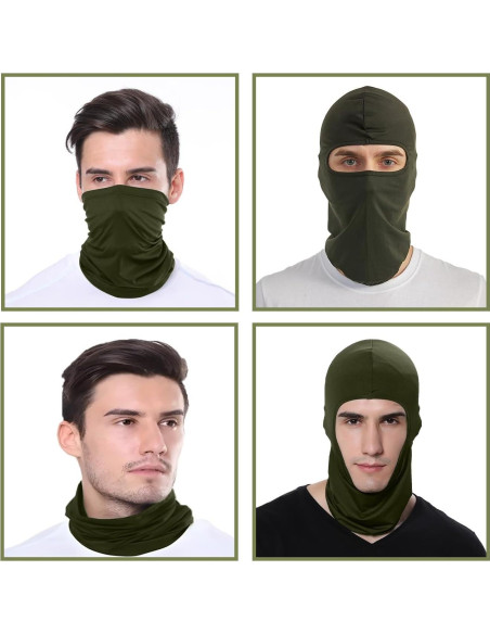3 Balaclavas Verde Militar Unisex para Ciclismo y Motocicleta