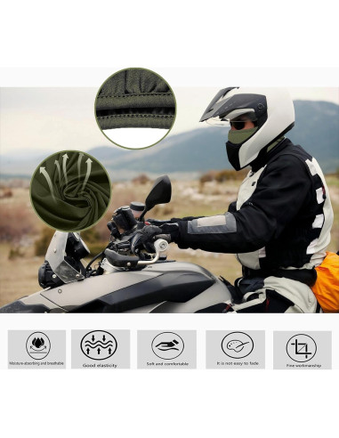 3 Balaclavas Verde Militar Unisex para Ciclismo y Motocicleta