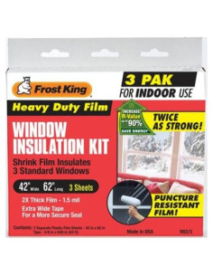 Kit Aislamiento Ventanas Película Pesada Frost King 3 Pzas 106.68x157.48cm