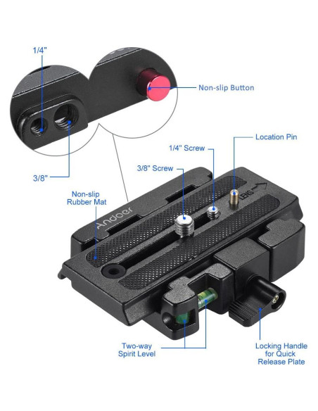 Placa de liberación rápida Andoer para trípode Manfrotto 501 Placa de liberación rápida Andoer para trípode Manfrotto 501