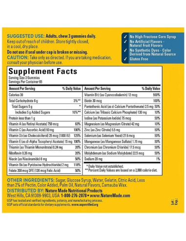 Nature Made Gomas Multivitamínicas para Hombres 195 CT con Magnesio y Calcio