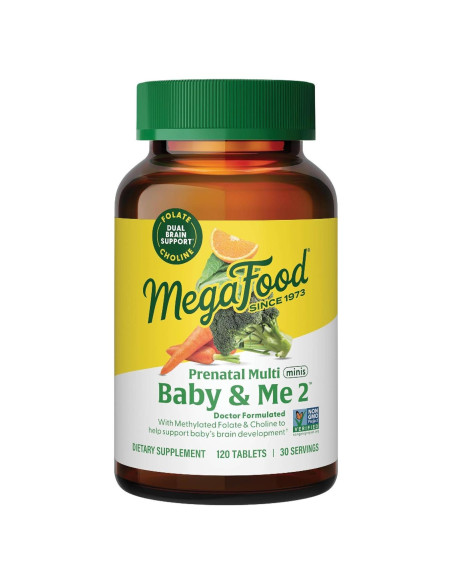 MegaFood Baby & Me 2 Multivitaminas Prenatales Minis 120 Tabletas