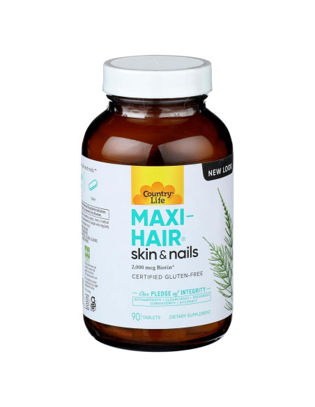 Country Life Maxi-Hair Suplemento 2000mcg Biotina 90 Tabletas Country Life Maxi-Hair Suplemento 2000mcg Biotina 90 Tabletas