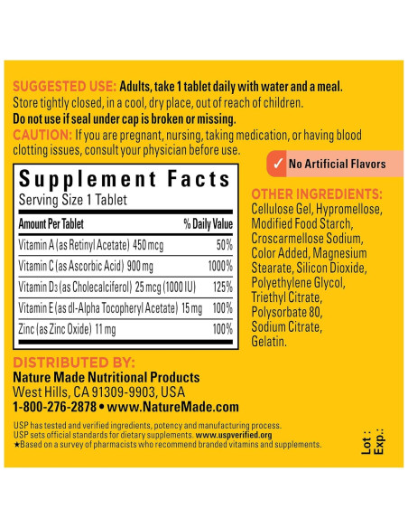 Nature Made Super C con Vitamina D3 y Zinc 60 Tabletas