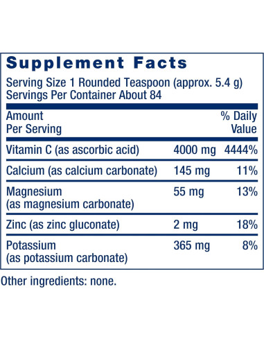 Polvo de Vitamina C Amortiguada Life Extension 454g - Sin Gluten