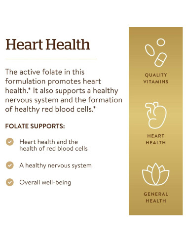 Solgar Folato 1333 mcg DFE 100 Tabletas Veganas Sin Gluten