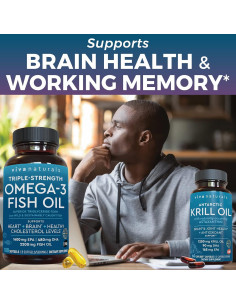 Paquete Suplementos Omega 3 Viva Naturals: Aceite de Kril 1250 mg, Aceite de Pescado 1400 mg, Saúco, Vitamina C y Zinc 2