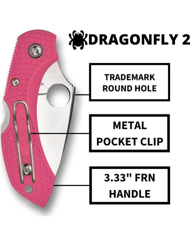 Cuchillo Plegable Spyderco Dragonfly 2 Rosa CPM S30V 14.16cm