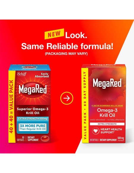 Suplemento Aceite de Krill MegaRed 500mg Omega-3 80 Cápsulas