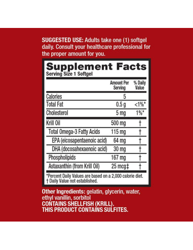 Suplemento Aceite de Krill MegaRed 500mg Omega-3 80 Cápsulas