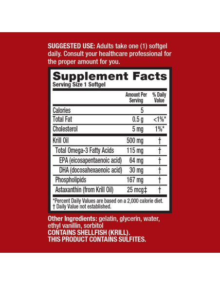 Suplemento Aceite de Krill MegaRed 500mg Omega-3 80 Cápsulas