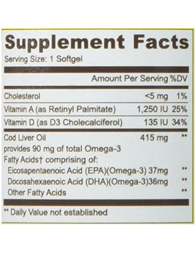 Aceite de Hígado de Bacalao Mason Vitamins 10 Minims 100 Cápsulas