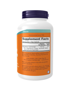 Suplemento de Magnesio NOW Foods 180 Cápsulas Veganas 2