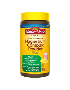 Nature Made Mezcla en Polvo de Magnesio 300mg 3-en-1 Sabor Limonada Rosa 96g