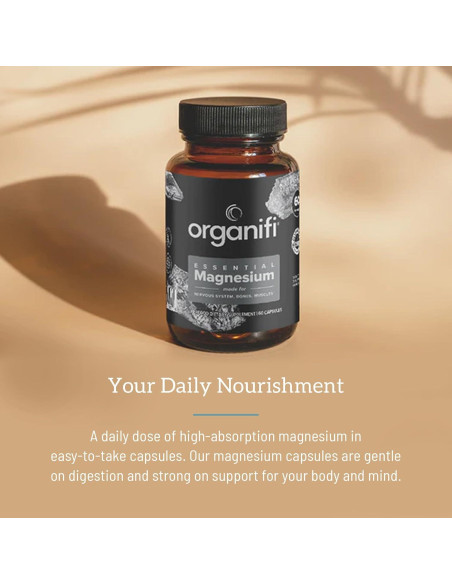 Suplemento de Magnesio Glicinato Organifi 150mg 60 Cápsulas Veganas