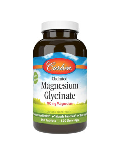 Glicinato de Magnesio Carlson 200 mg 240 Tabletas Salud Muscular