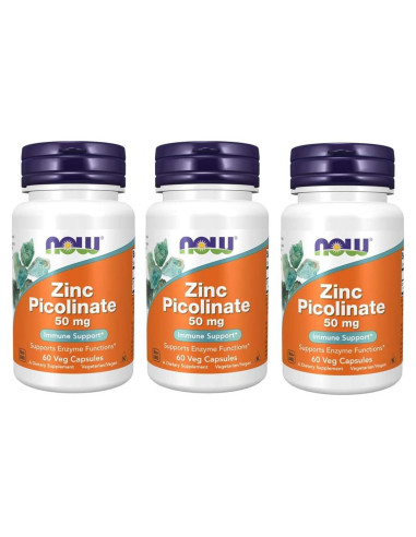 NOW Picolinato de Zinc 50mg 180 Cápsulas Veganas