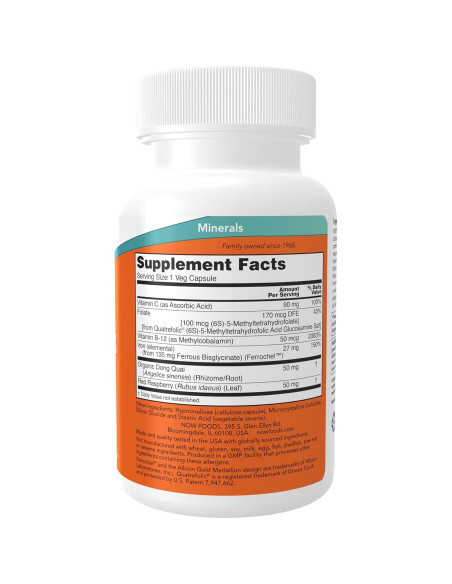 Suplemento de Hierro NOW Foods 100 Cápsulas Veganas