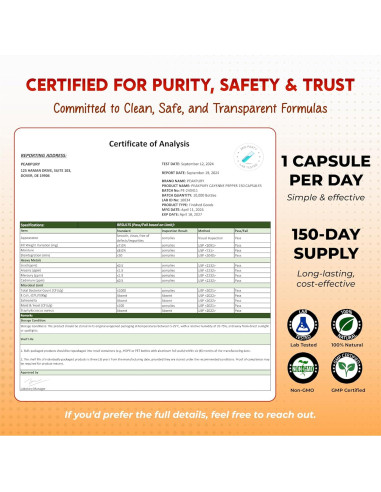 Pimienta de Cayena PeakPury 150 Cápsulas - Salud Digestiva