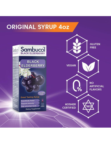 Jarabe de Saúco Negro Sambucol 118 ml - Soporte Inmunológico