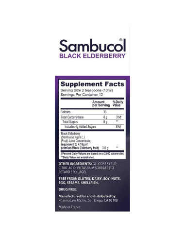 Jarabe de Saúco Negro Sambucol 118 ml - Soporte Inmunológico