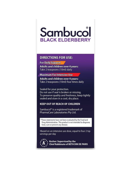 Jarabe de Saúco Negro Sambucol 118 ml - Soporte Inmunológico
