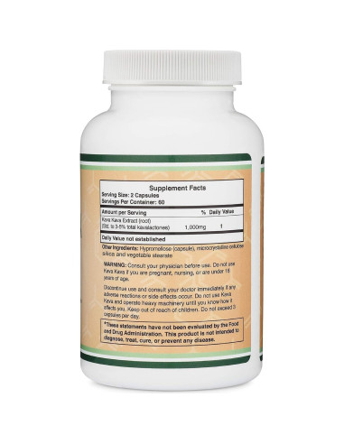 Cápsulas de Kava Kava 1000mg Double Wood - 120 unidades